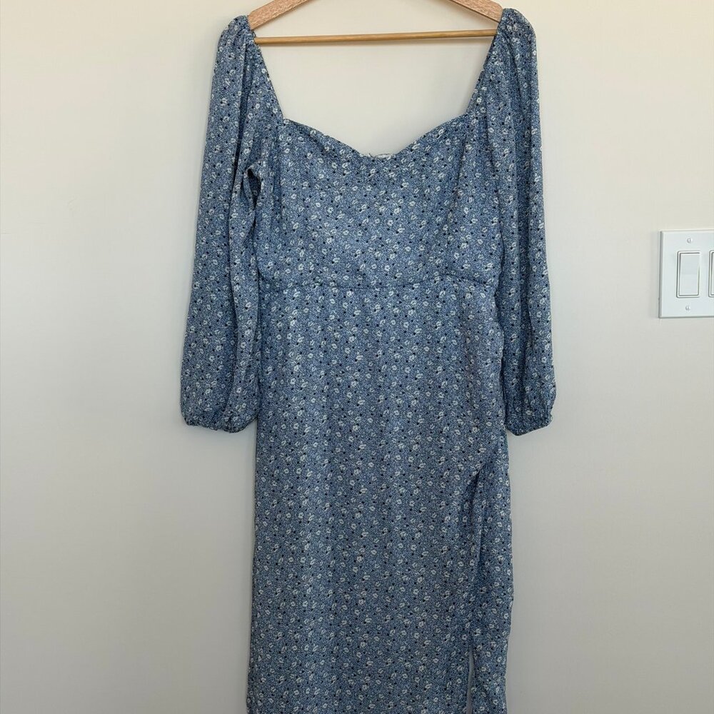 Abercrombie & Fitch Long Sleeve Draped Skirt Midi Dress